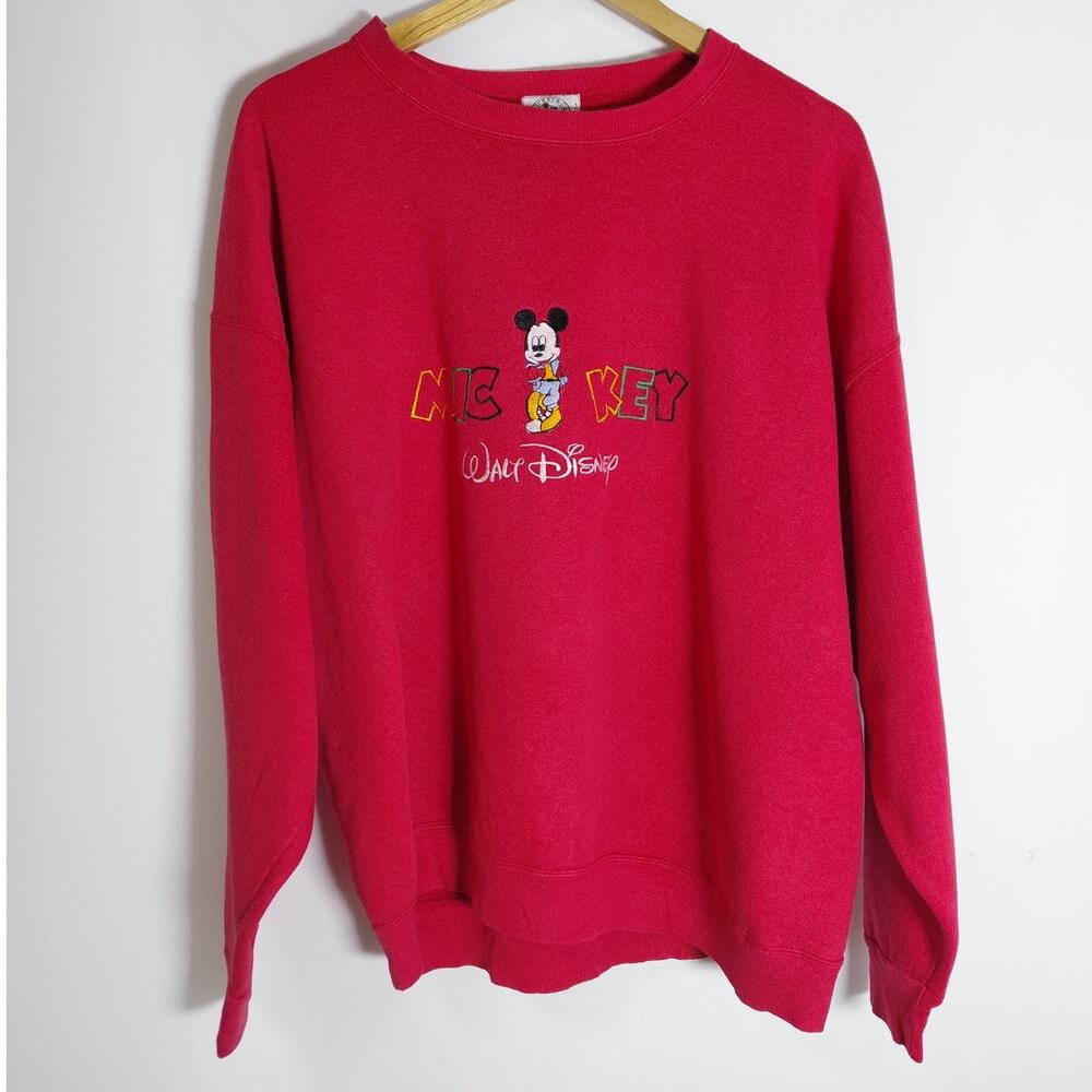 IP9 Vintage Mickey & Co . Walt Disney Red Sweatshirt Graphic Print Knit Size XL